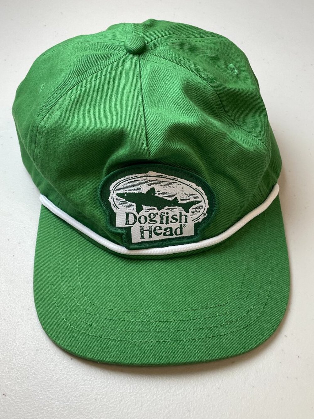 Dogfish Head Brewery Hat Cap Green White Snapback Adjustable Patch Logo
